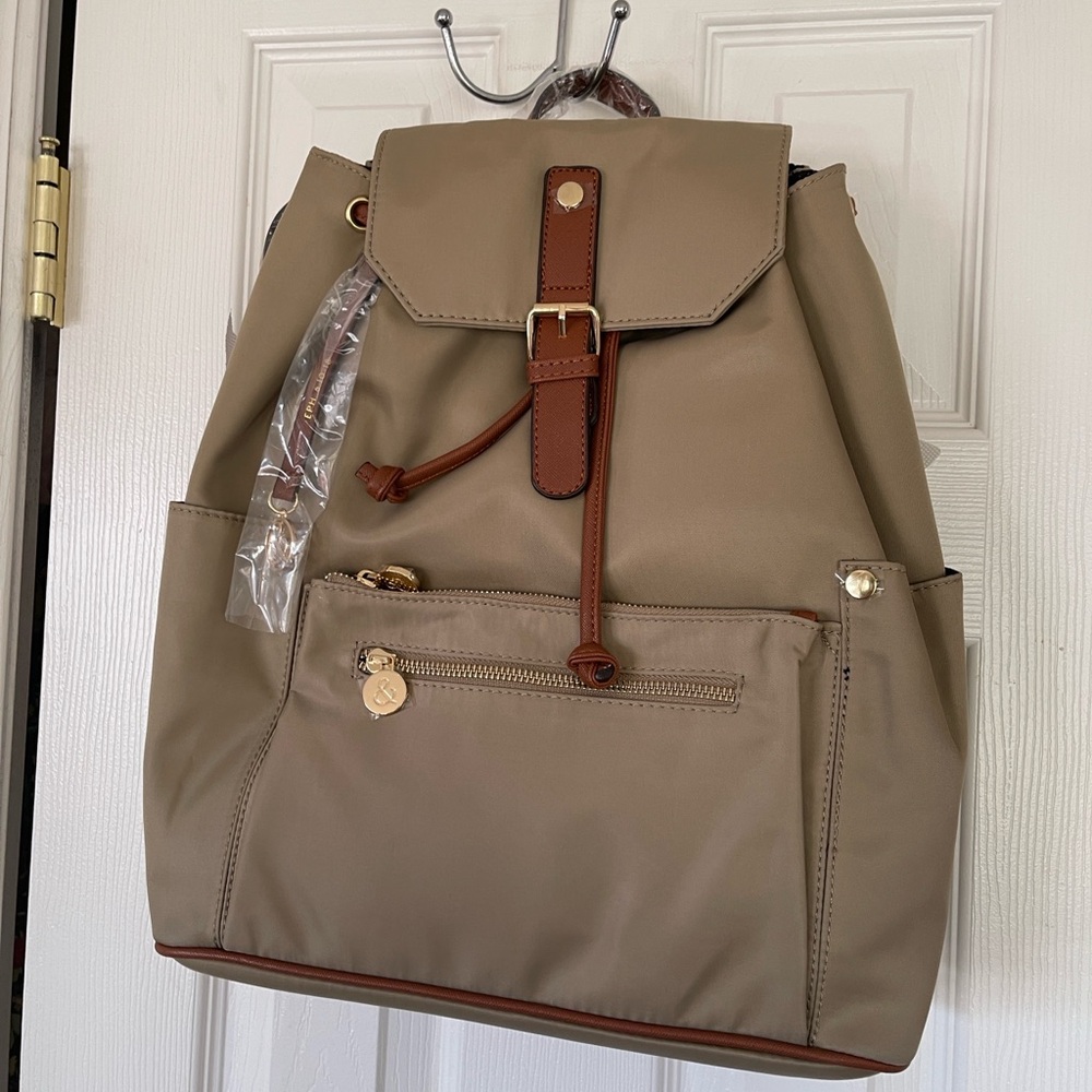 Chic Tan Backpack with Brown Details